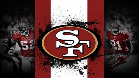 San Francisco 49ERS Logo With Background Of Red And White And Players ...