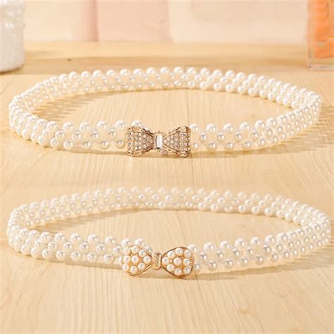 Brand Pearl String Belt Women Fashion Luxury Rhinestone Dress Belt ...