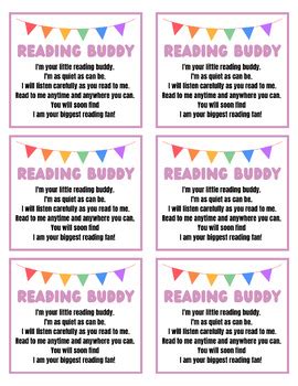 Reading Buddy Printable by Preschool Learning with Paige | TPT