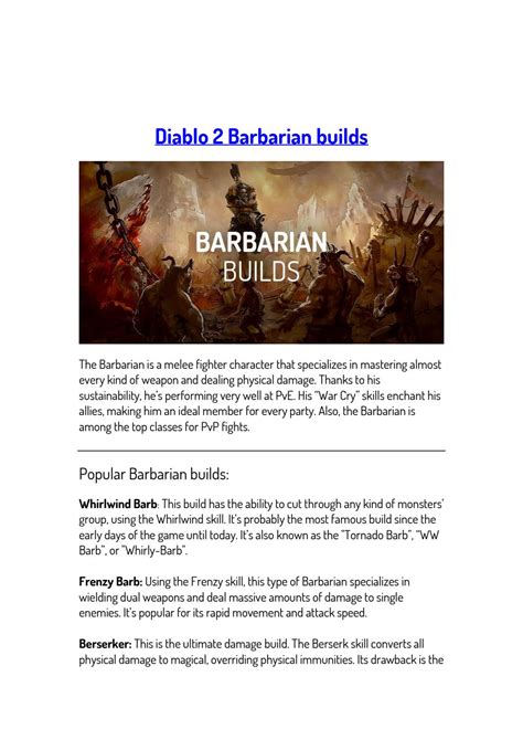 Diablo 2 barbarian builds by yesgamers - Issuu