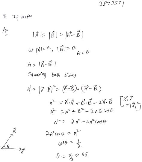 If a vector=b vector=a b vector is true then the angle between a and b is