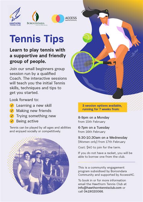 Tennis Tips - Beginners Tennis Program commencing February 2021. — Hawthorn Tennis Club