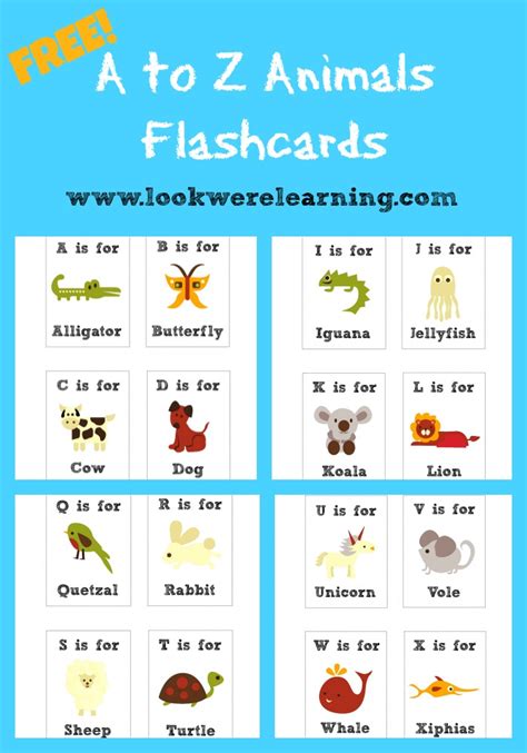 FREE Printable Animal Alphabet Flashcards