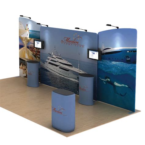 20ft portable trade show displays booths backdrop walls pop up banners system with TV mount ...