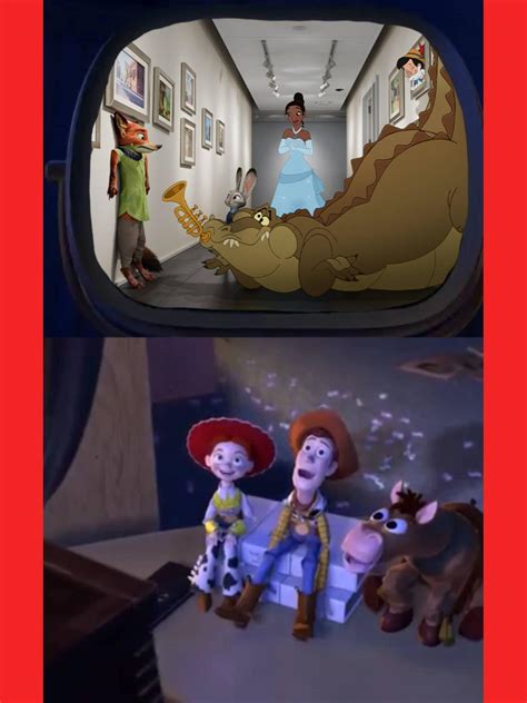 Woody Jessie and Bullseye watch Once Upon A Studio by MultiVerseDefender10 on DeviantArt