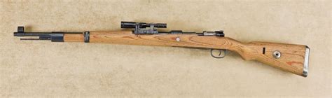 Mauser Model K98k Sniper bolt action rifle, 7.92mm cal., 24” round barrel, military blue finish, woo