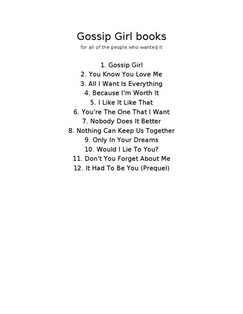 Gossip Girl Books | PDF