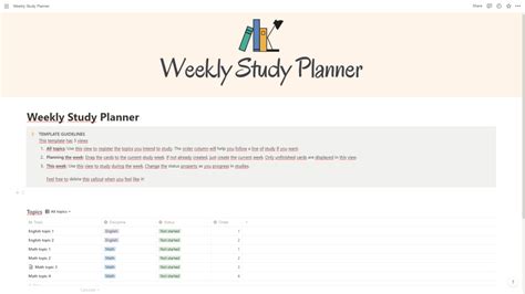 Weekly Study Planner | Prototion | Buy Notion Template