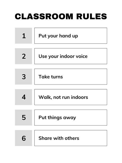 Printable Kindergarten Classroom Rules