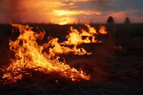 Premium AI Image | Fire crackling in an open field