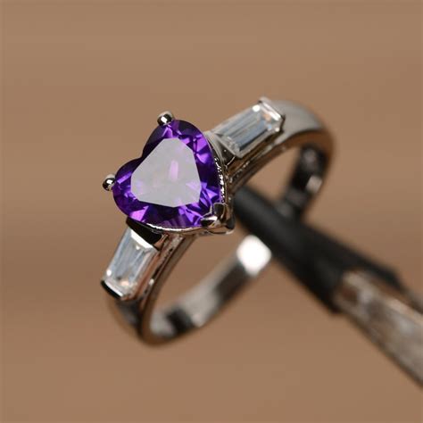 February Birthstone Ring Natural Amethyst Ring Sterling Silver - Etsy