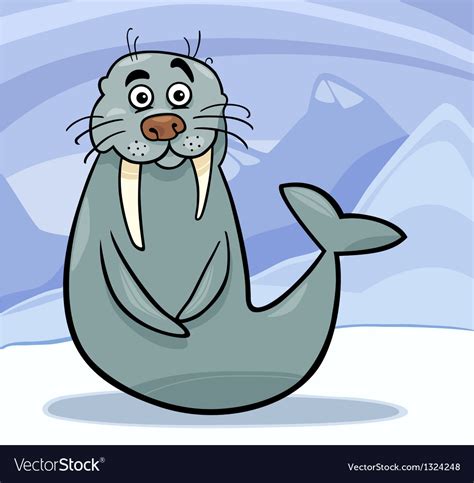 Funny walrus cartoon Royalty Free Vector Image