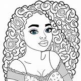 Beautiful Black Girl With Curly Hair Coloring Page · Creative Fabrica sketch template