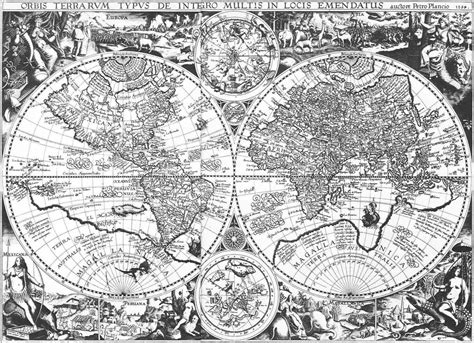 World map by Petrus Plancius in 1594, published in 1596 in Amsterdam. The picture illustrates ...