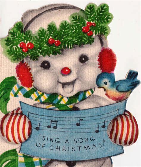 Vintage Christmas Singing Snowman Greetings Card (B1) | Vintage christmas cards, Retro christmas ...