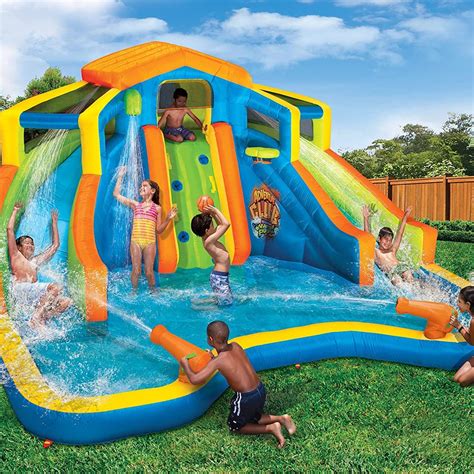 Banzai Inflatable Adventure Club Dual Slide and Pool Backyard Water Park Backyard Water Parks ...