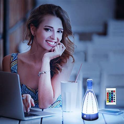 CordlessTable Lamps Rechargeable Portable Table Lamp Remote Control USB Touch Lamp Wine Bottle ...