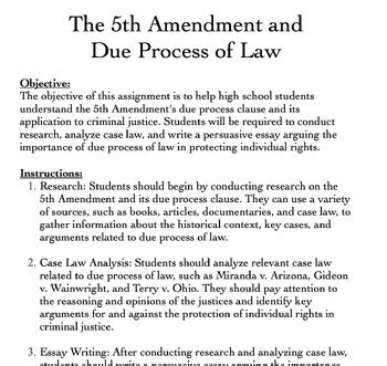 The 5th Amendment and Due Process of Law by Curt's Journey | TPT