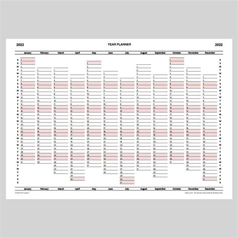 2022 Year Planner Calendar download for A4 or A3 print – Infozio