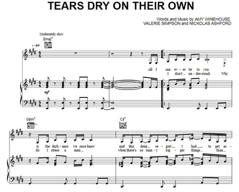 Amy Winehouse - Tears Dry On Their Own Free Sheet Music PDF for Piano | The Piano Notes