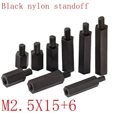 1000Pcs nylon standoff male to female M2.5*15+6 Black Hex Nylon ...