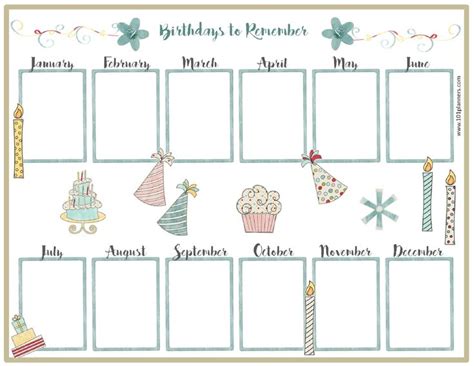 Birthday Calendar Template | Birthday calender, Family birthday calendar, Birthday calendar