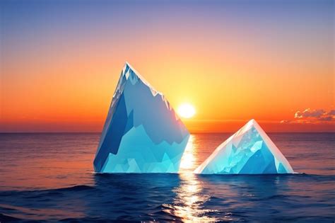 Premium AI Image | iceberg in the ocean sunrise or sunset