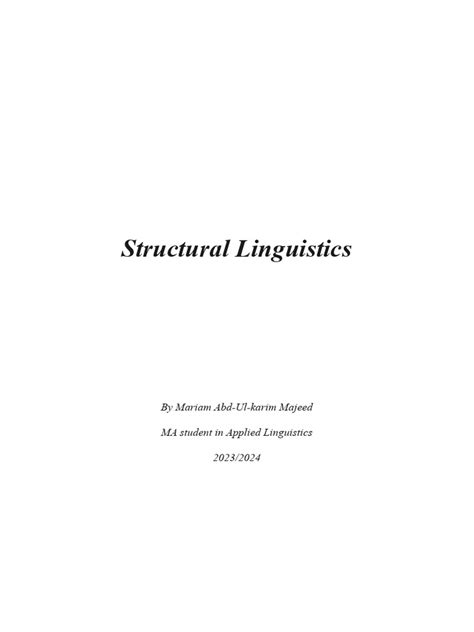 Structural Linguistics | PDF | Linguistics | Cognitive Science