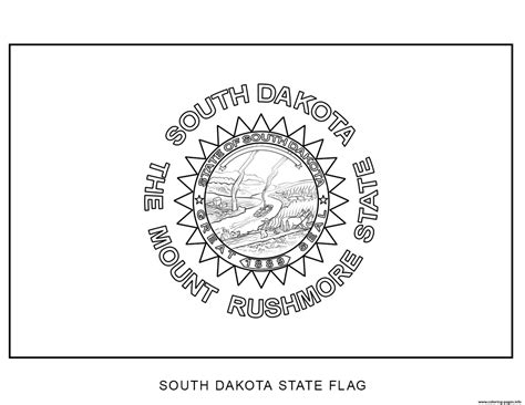 South Dakota Flag US State Coloring page Printable