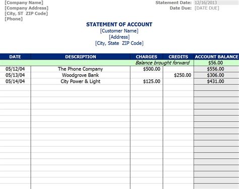 Statement of Account Template | Statement of Account