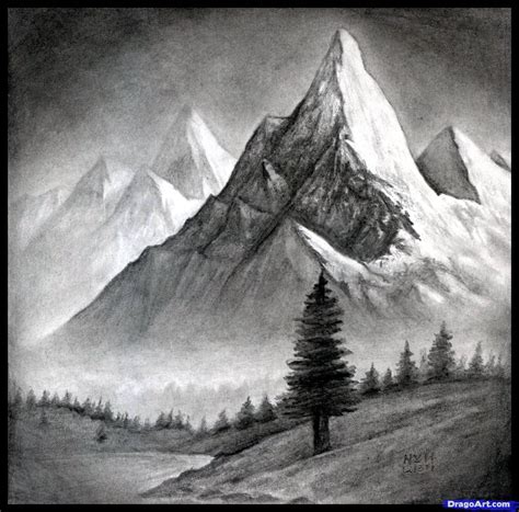 Pin by Brittany Simmons on Drawings | Landscape drawings, Landscape pencil drawings, Mountain ...