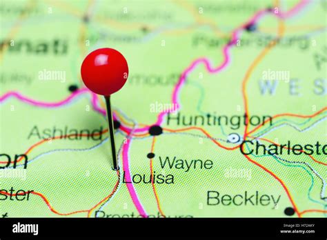 Louisa pinned on a map of Kentucky, USA Stock Photo - Alamy