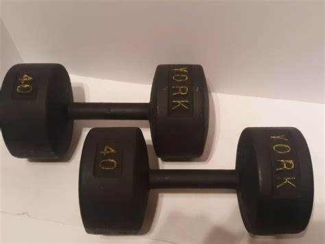 Vintage YORK 40 Pound dumbbells Roundhead 40 Lbs Each. READ DESCRIPTION. – Ppfound