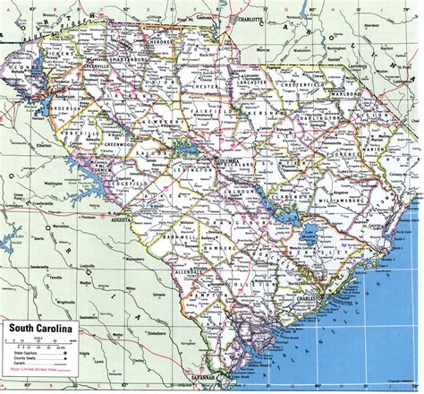 Map Of South Carolina Showing County With Cities Counties Road Highways | The Best Porn Website