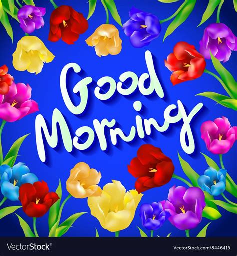 Good Morning Lovely Card With Flowers And Vector Image | Good morning ...