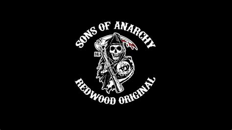 the sons of anarchy logo on a black background