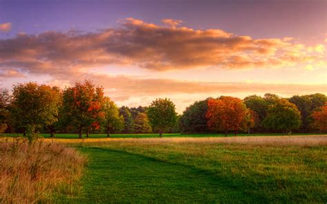 Natural landscape, autumn sunrise, forest sky clouds wallpaper | nature ...