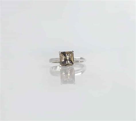 Traditional Princess Cut Solitaire Ring Natural Herkimer Diamond