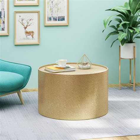 Noble House Corey Modern Hammered Iron Round Coffee Table, Gold - Walmart.com - Walmart.com