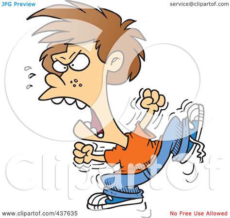 Royalty-Free (RF) Clip Art Illustration of a Cartoon Boy Throwing A Temper Tantrum by toonaday ...