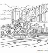 Sydney Opera House And Harbour Bridge coloring Page sketch template
