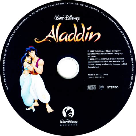 Carátula Cd de Bso Aladdin - Portada