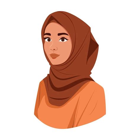 Aesthetic Cute Muslim Girl with Hijab Flat Detailed Avatar Vector Illustration. Beautiful Muslim ...