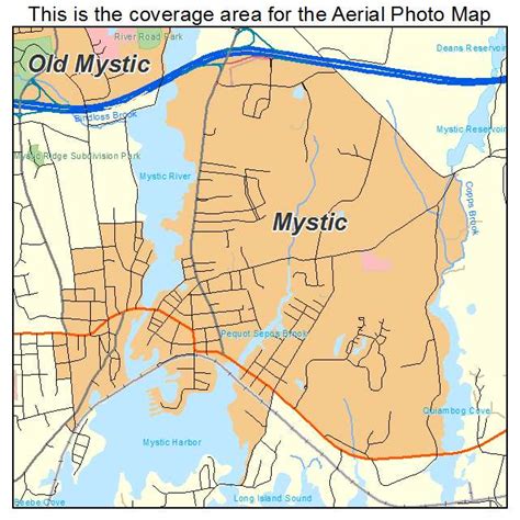 Aerial Photography Map of Mystic, CT Connecticut