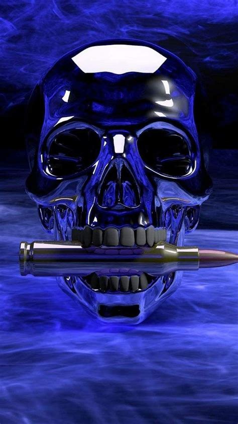 Blue Skull with Bullet Wallpaper | Schädel bilder, Schädelkunst ...