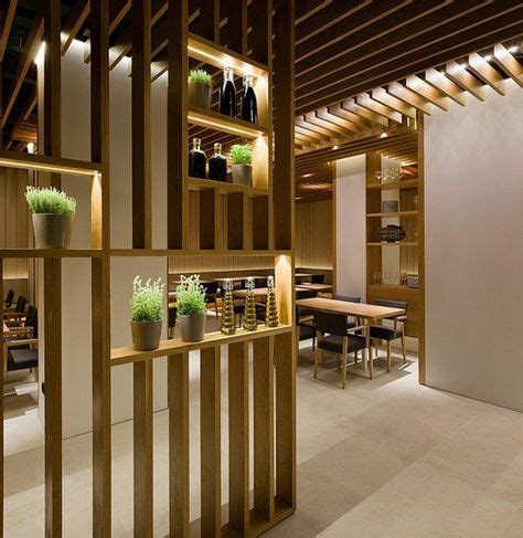 cloisons en bois éclairage intéressant | Living room partition, Living room partition design ...