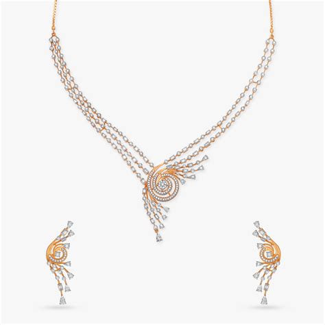 Dazzling Spiral Diamond Necklace Set