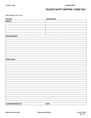 Tailgate Safety Meeting PDF 2013-2024 Form - Fill Out and Sign ...