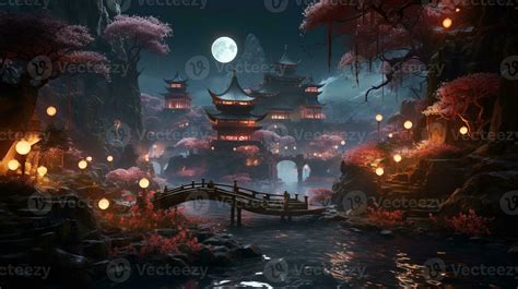 enchanted chinese dreams, digital art illustration, Generative AI 29581637 Stock Photo at Vecteezy