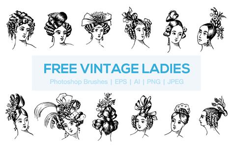 FREE – Vintage Lady Clipart Illustrations – Vector, PS Brushes, JPEGS ...